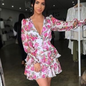Keepsake Oblivion Floral Long Sleeve Mini Dress